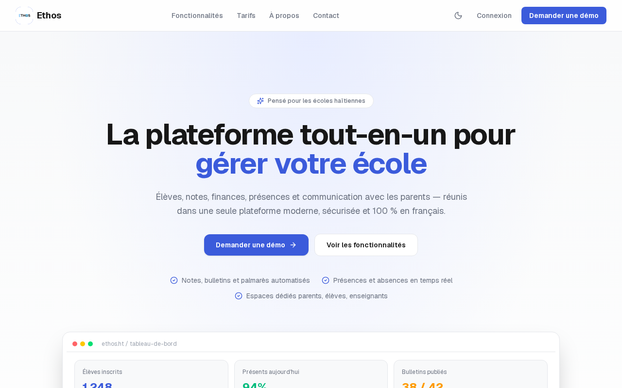 Ethos — gestion scolaire tout-en-un